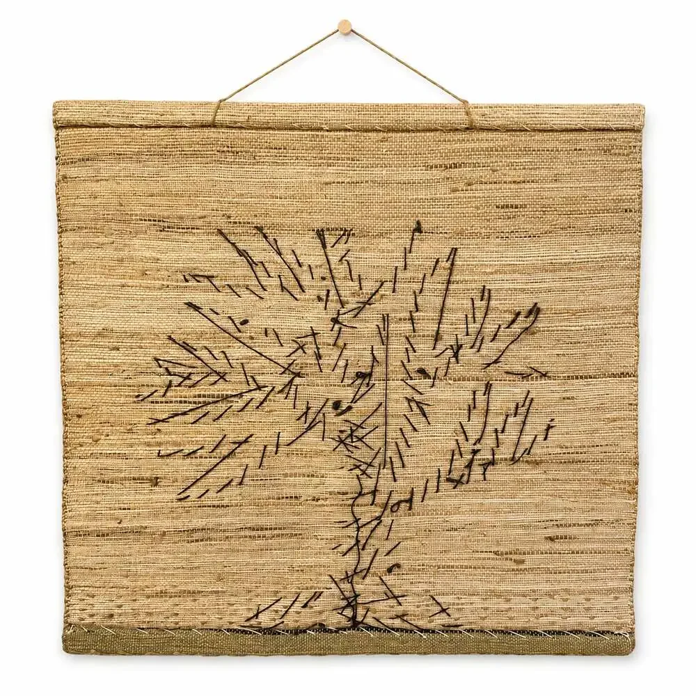 Vintage Tree of Life Jute Wall Hanging Fiber Art 36” Boho MCM